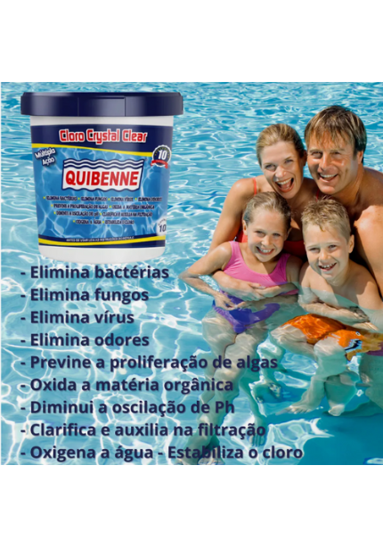 Cloro para Piscina 10kg Múltipla Ação 10 em 1 - Quibbene
